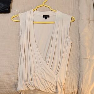 Express Cream Draped Sleeveless Blouse